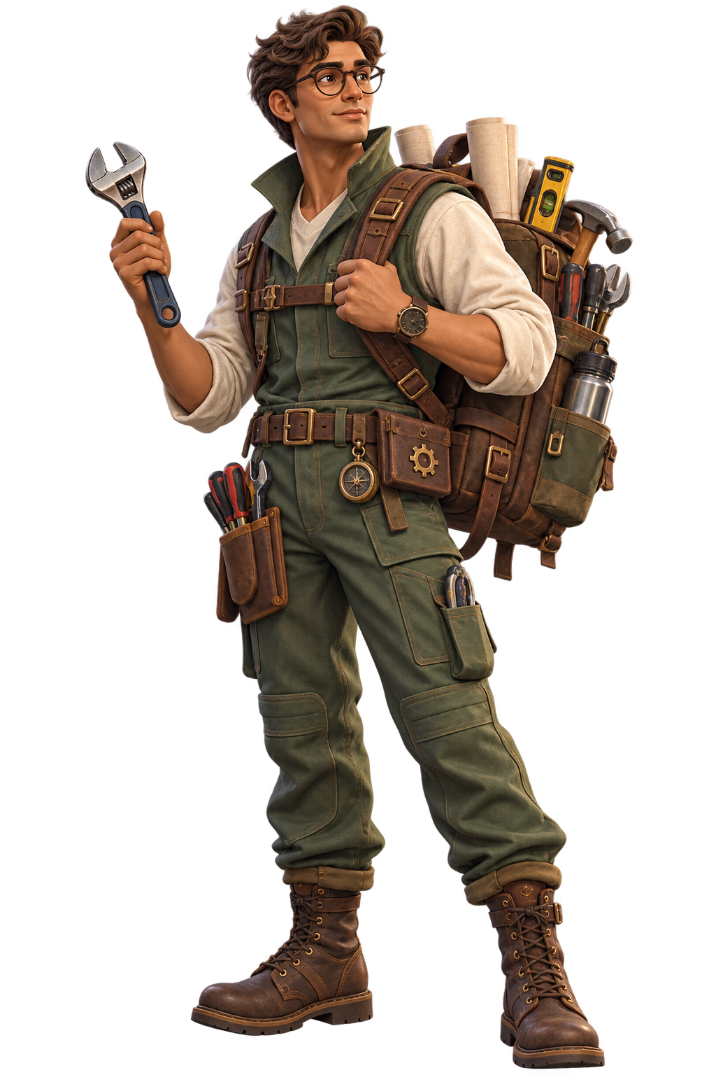 The Tinkerer carrying tools and a wrench